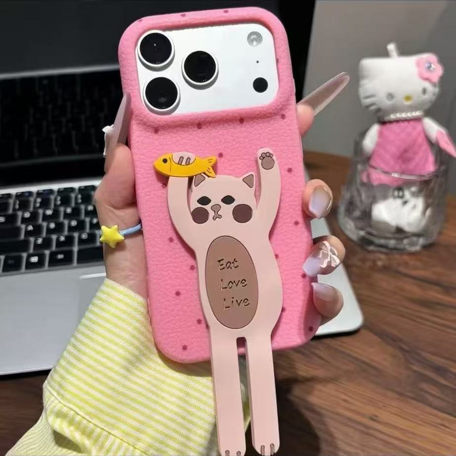 Cute puppy and cat pattern phone case，Applicable iPhone 17 Pro Max、16、15 Plus、14、13，Made with high-quality dotted leathe