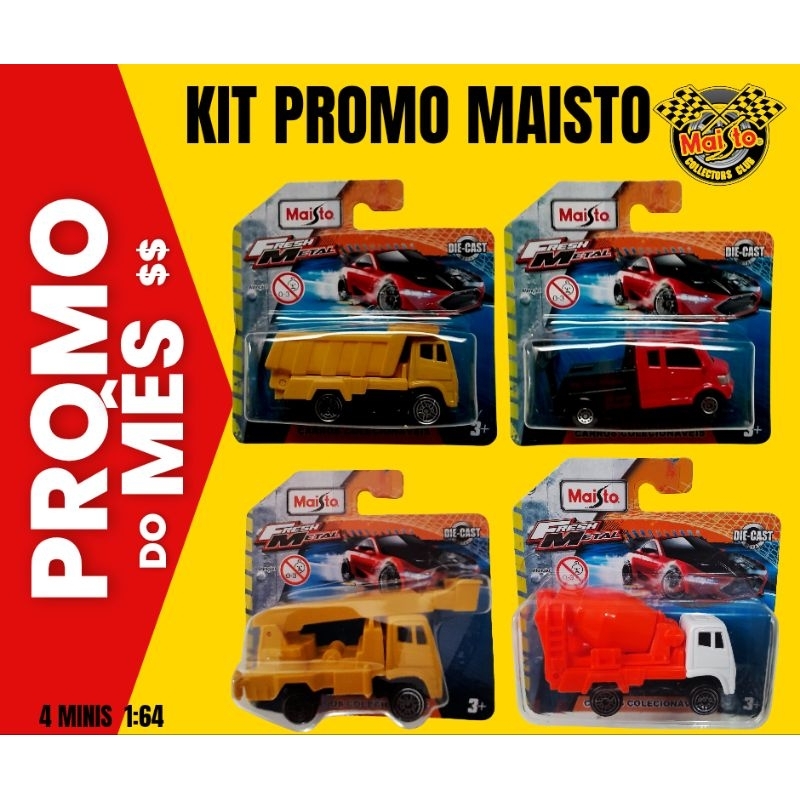 Kit 4 Carrinhos Maisto 1:64 | Miniaturas Colecionáveis | Promoção Arena Promo Shopee