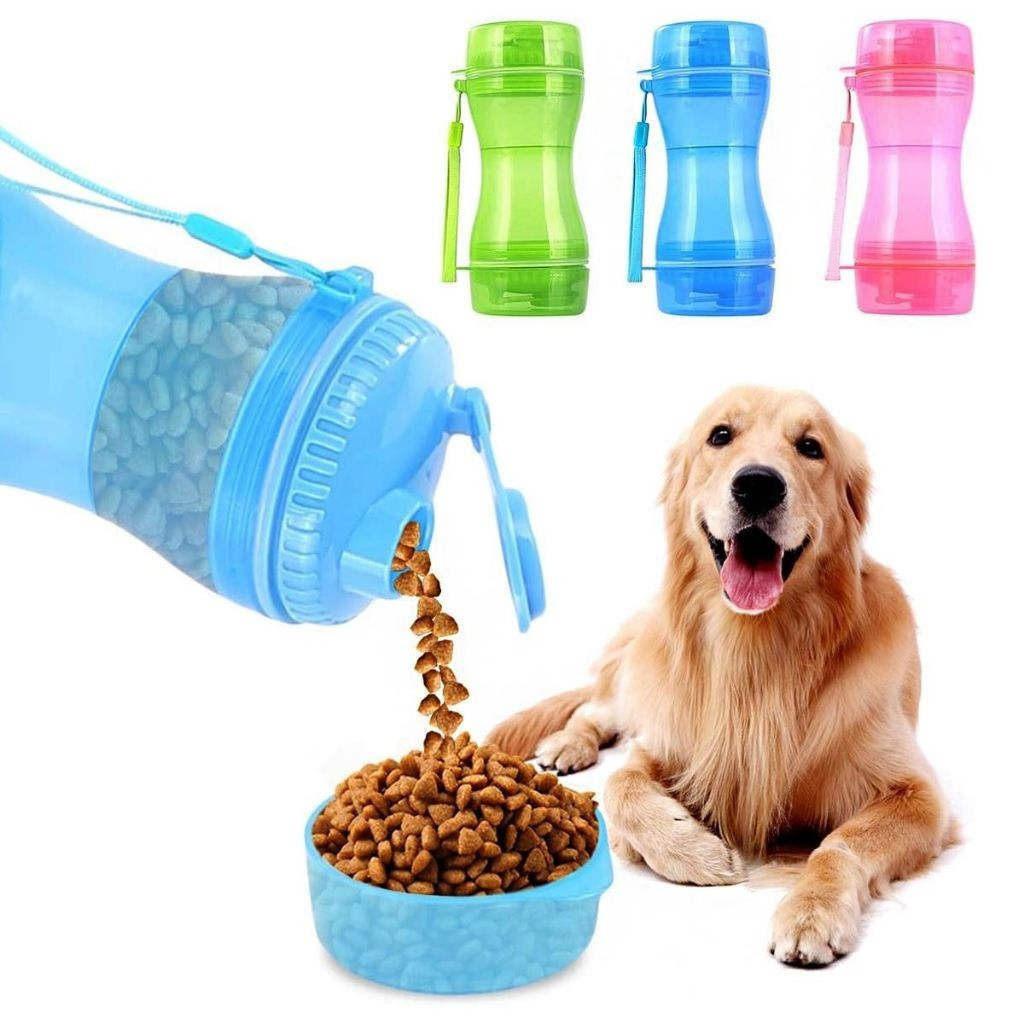 Garrafa Bebedouro Porta Ração Passeio 2 em 1 para Cachorro Gato Pet Squeeze 610ml I Promo Shopee 8.8