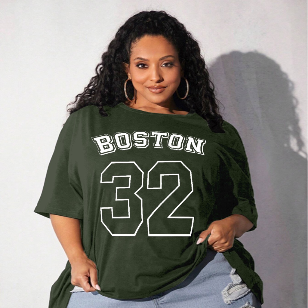 Camiseta Oversized Streetwear Estilosa Estampada Frase Silk Boston 32 Blusa T-Shirt Tecido Confortá