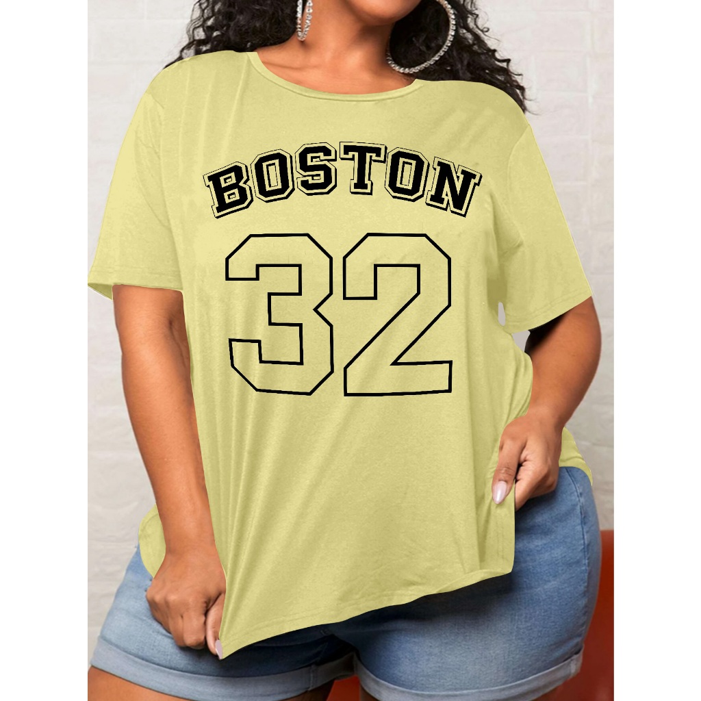 Camiseta Oversized Streetwear Estilosa Estampada Frase Silk Boston 32 Blusa T-Shirt Tecido Confortá