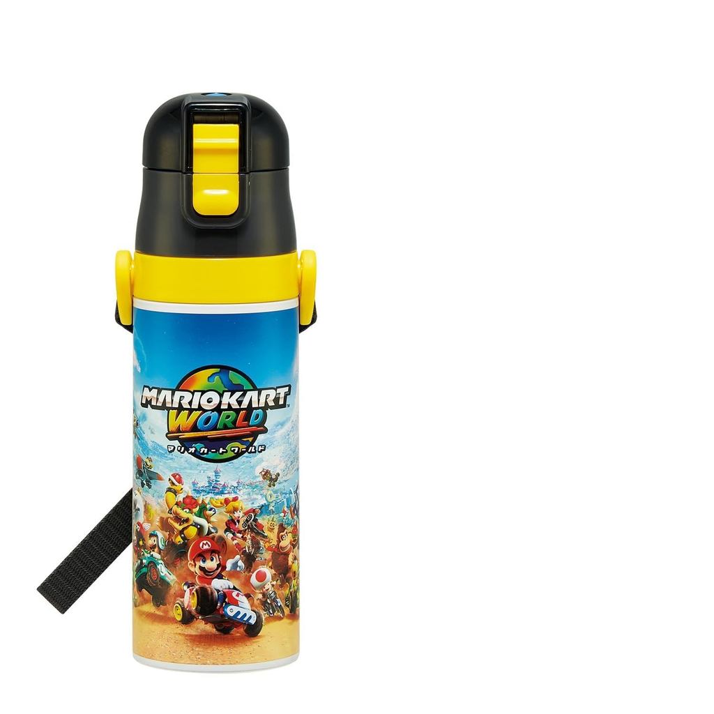 Skater Kids' Water Bottle 470ml Direct Drink Super Mario & Mario Kart World Design Insulated Stainless Steel Lightweight