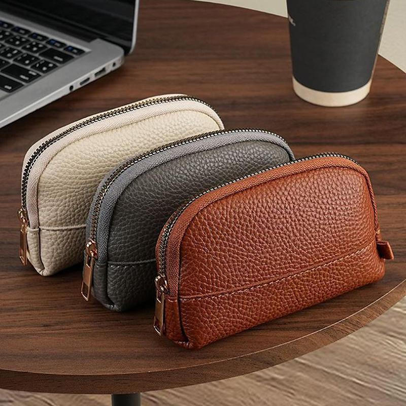 Bolsa Decorativa Vintage para Moedas, Porta-Chaves Simples de Cor Sólida, Armazenamento Diário Portátil para Batom e Fon