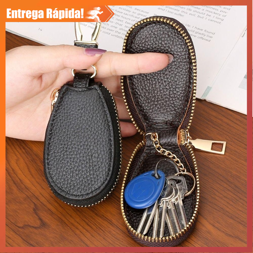 Porta-Chaves SUHU Em Couro Com Zíper Para Carro, Bolsa Universal com Gancho e Porta-Moedas, Homens e Mulheres
