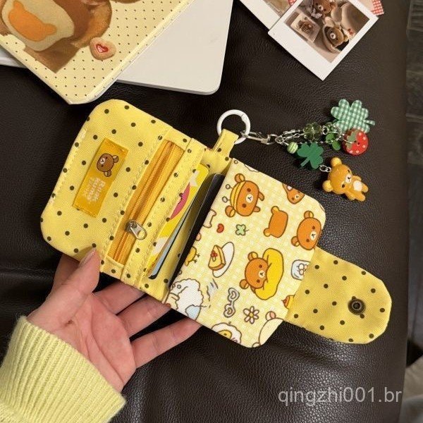 Bolsa de Moedas Rilakkuma Fofa de Desenho Animado para Estudantes, Bolsa de Chaves Multicamadas de Alto Valor, Acessório