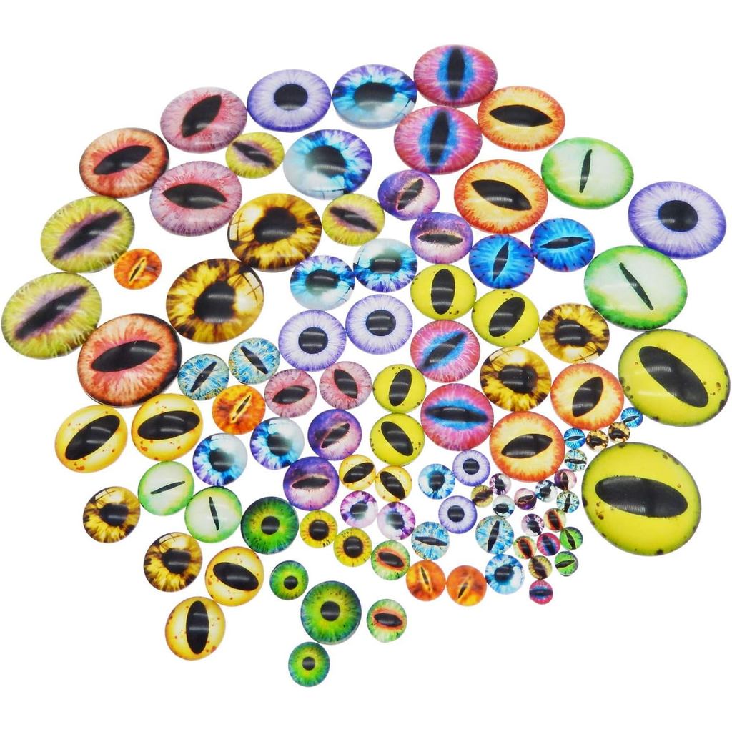 Julie Wang 100PCS Mixed Style Dragon Eyes Flatback Glass Cabochon for Sculpture Crafts DIY Fantasy Jewelry Making 6mm 10