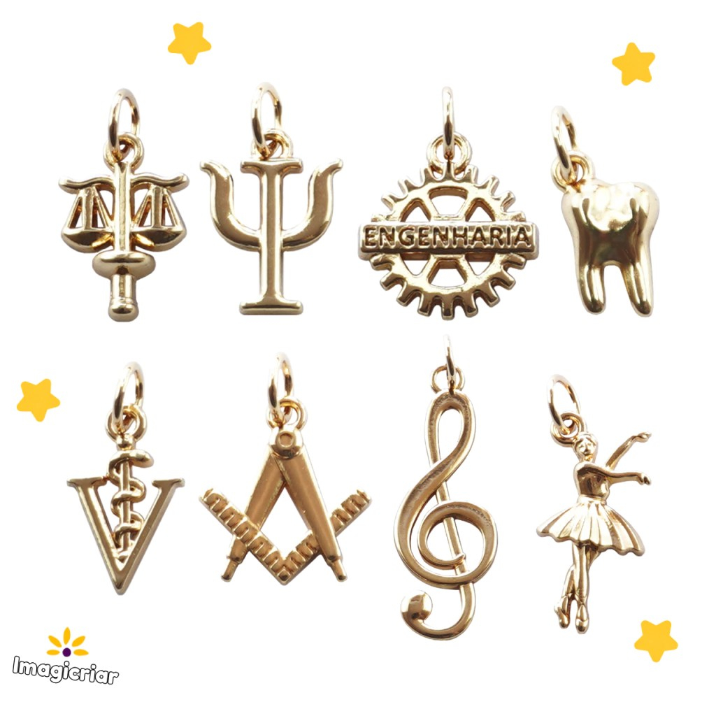 Pingente para Caderno Inteligente - Profissões | Fantasy Charm Collection | Direito, Psicologia, Bailarina, Música