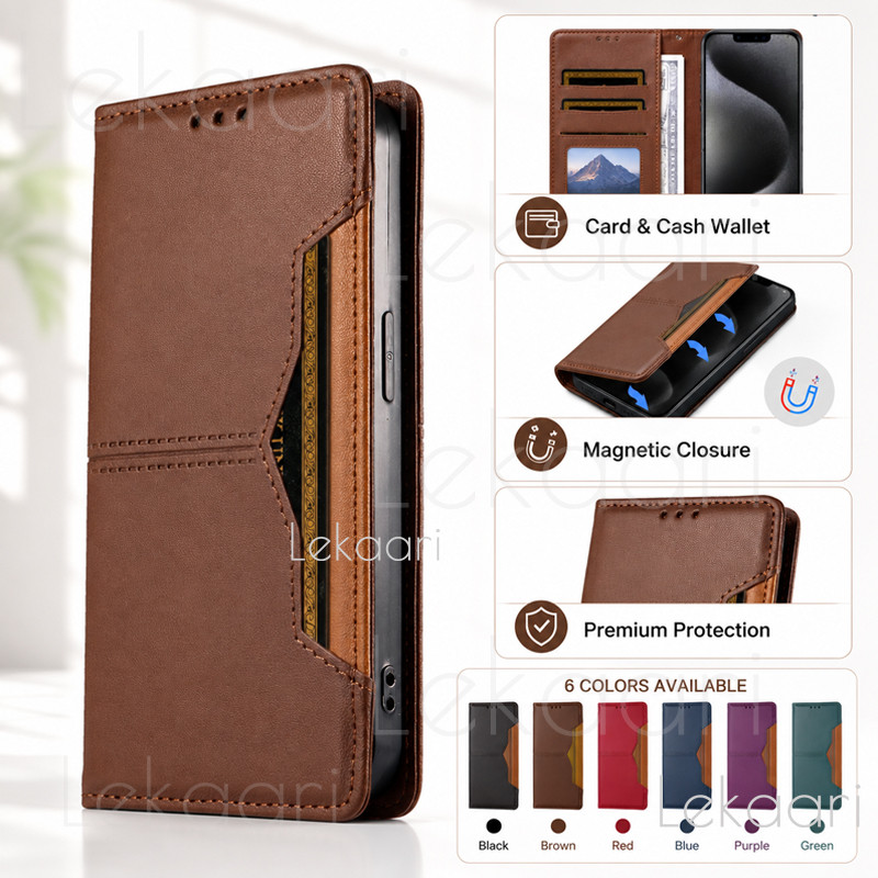 Capa Flip Para OPPO Reno 16 16F 15 15F 14 14F 13 13F 13A 12 12F FS 11 11F 10 F27 F25 Pro Max 5G Porta-Cartões De Couro C
