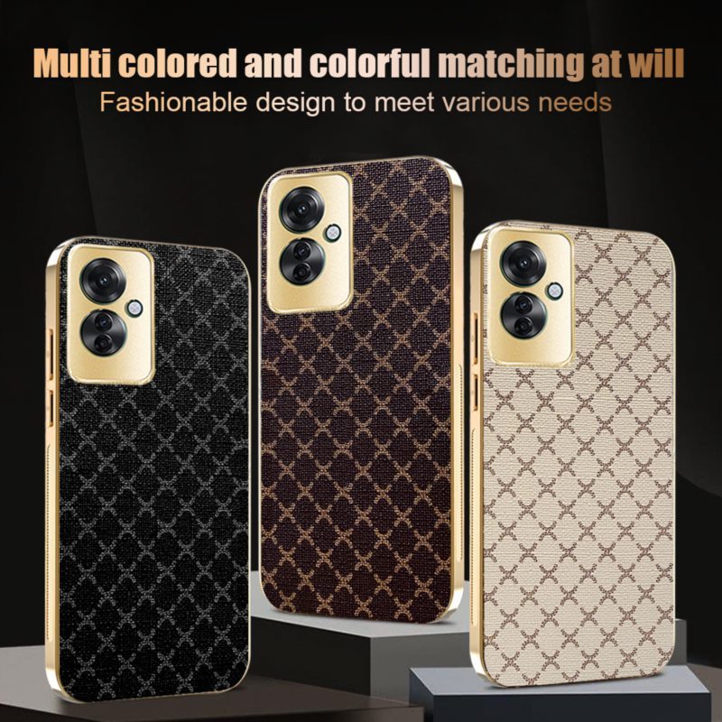 Para OPPO Reno 11F 5G , F25 Pro Capa De Telefone Xadrez Clássica Protetora anti-Queda De Couro De Alta Qualidade
