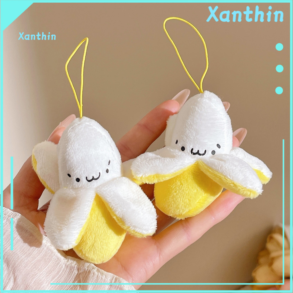 Handmade Plush Toy Skin-friendly Keychain Peelable Banana Cute Bag Charm Soft Stuffed Gift for Christmas Birthday Weddin