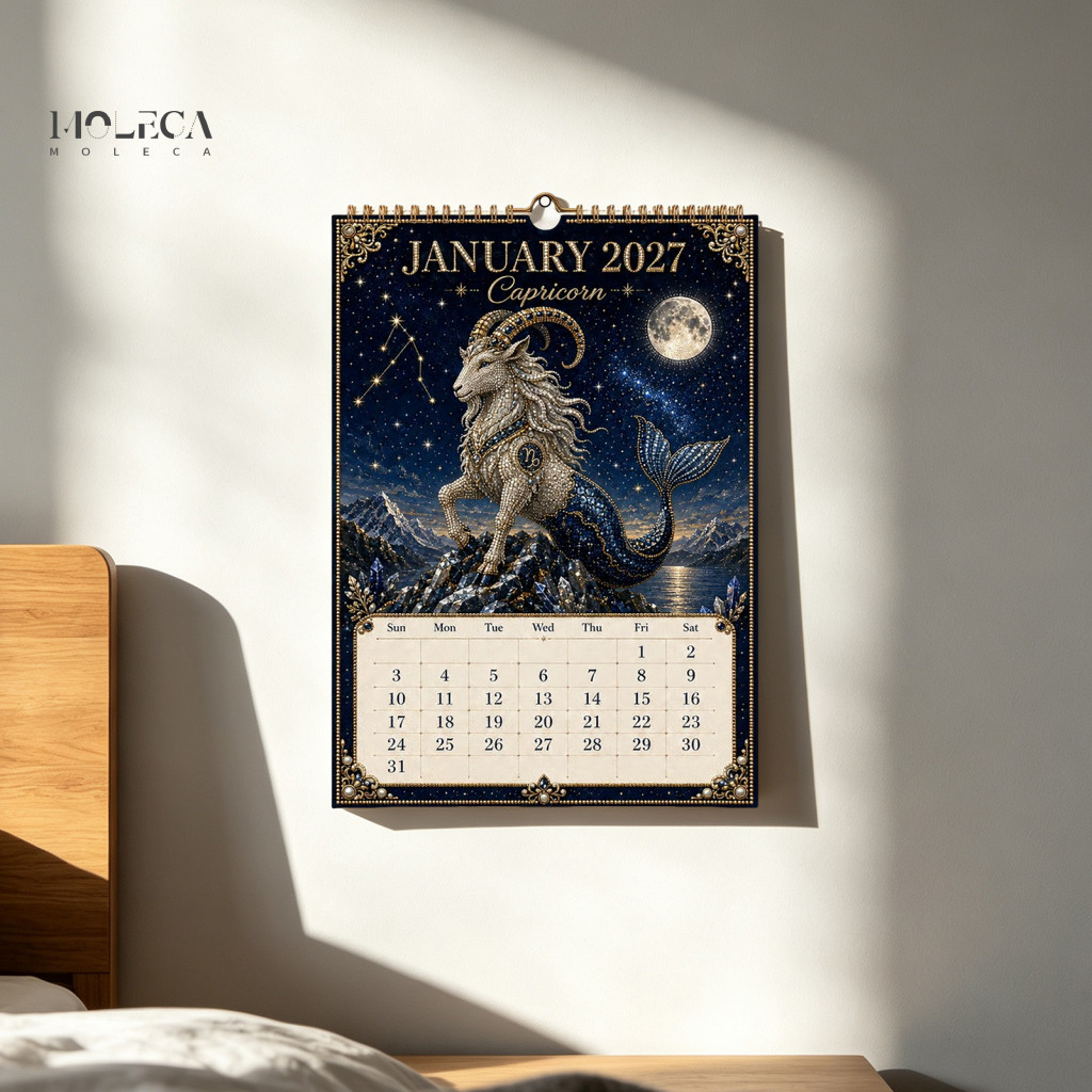Handmade Wall Hanging 2027 Zodiac Bead Art Calendar Kit – Rhinestone Painting 12-month Beginner-friendly Astrology Cra