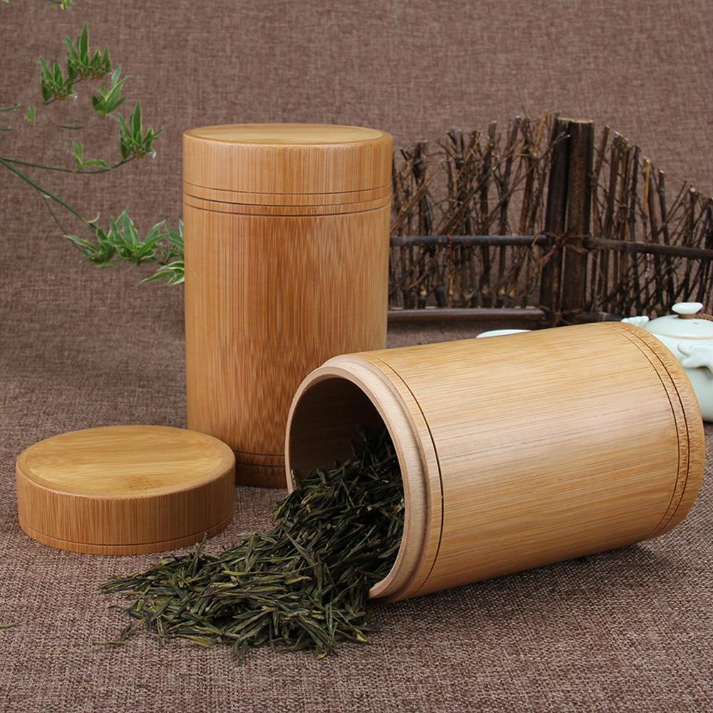 Caixa De Armazenamento Eco-friendly Spice Handmade Redondo Recipiente De Bambu Portátil
