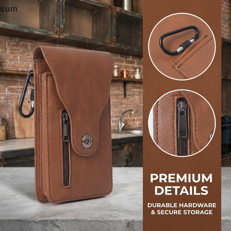 [sum] Capa De Telefone Masculina De Couro PU Com Clipe Para Cinto Bolsa De Cintura Ferrolho Carteira Conveniente Corrida