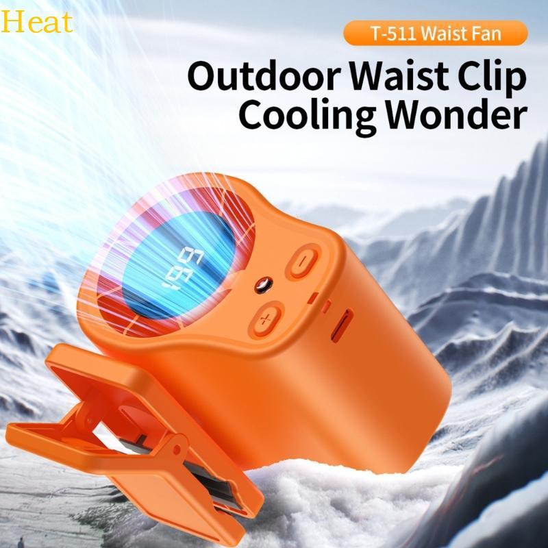 Calor Mãos Cintura Ventilador Portátil Clipe Cinto Refrigeração USB C Recarregável Para Trabalho Viagem Acampament