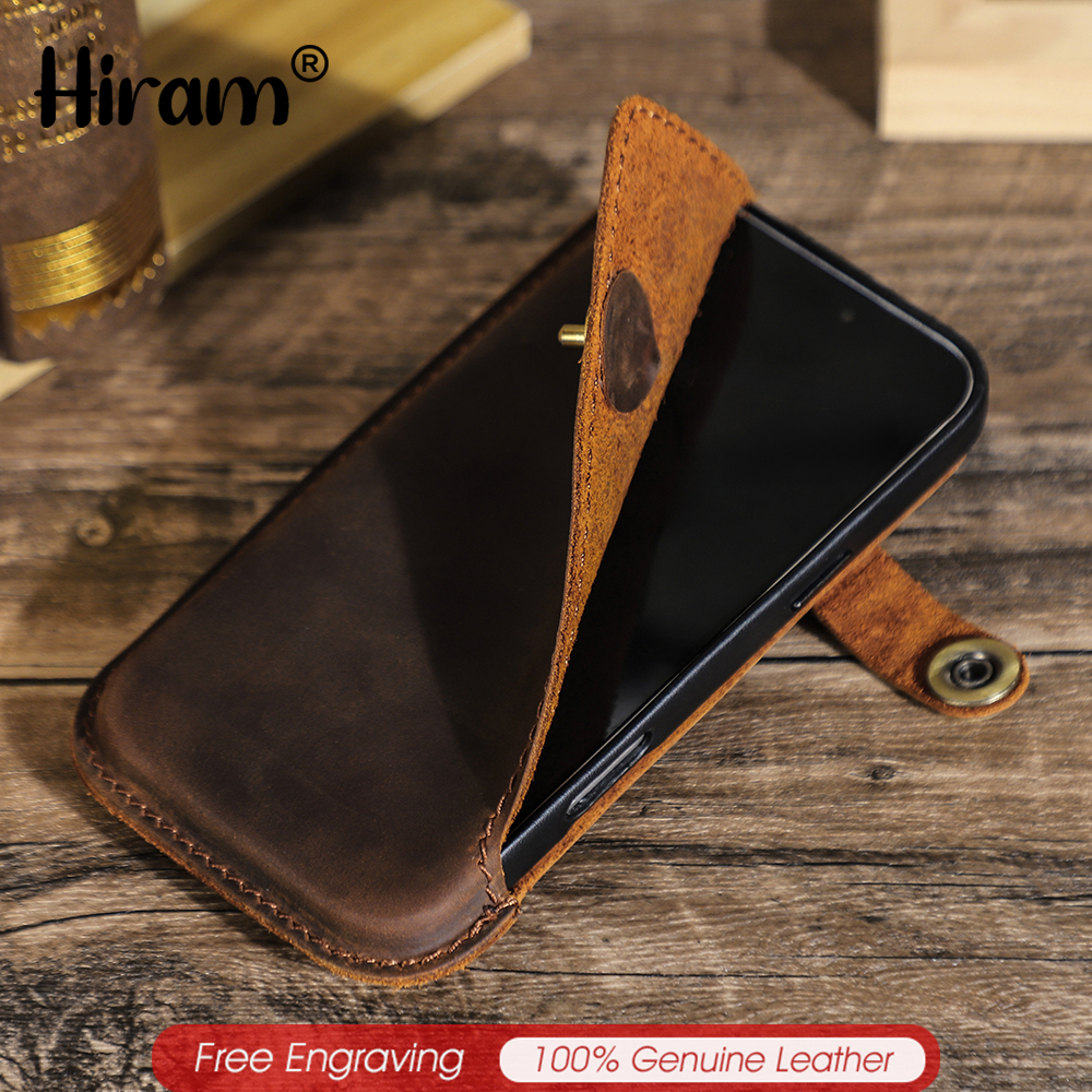 Hiram Capa De Telefone De Couro De Grão Completo , Clipe De Cinto , Bolsa De Cintura Para iPhone 17 16 15 14 13 Samsung