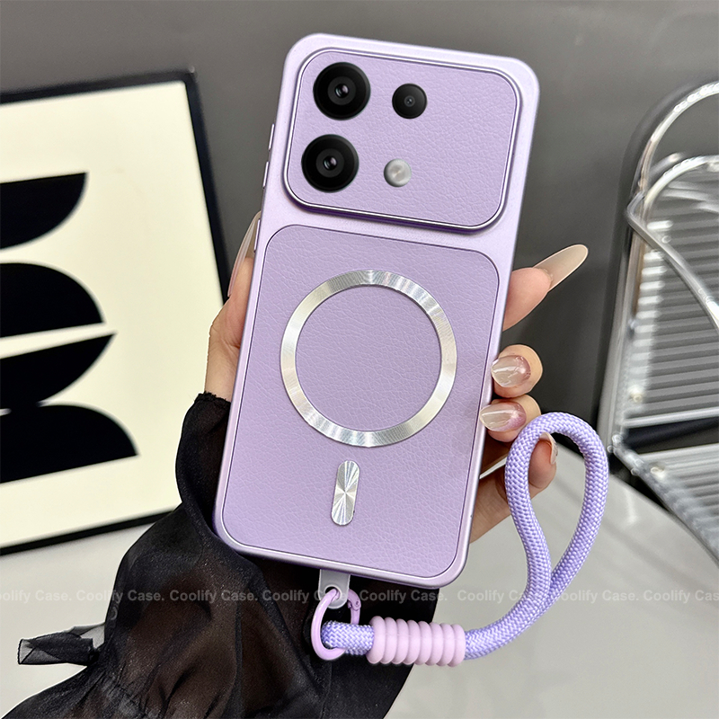 Para Xiaomi POCO X6 M6 Pro Redmi Nota 13 + 4G 5G 14S Caso De Telefone Magnético Com Cordão Embalagem De Couro Sedoso