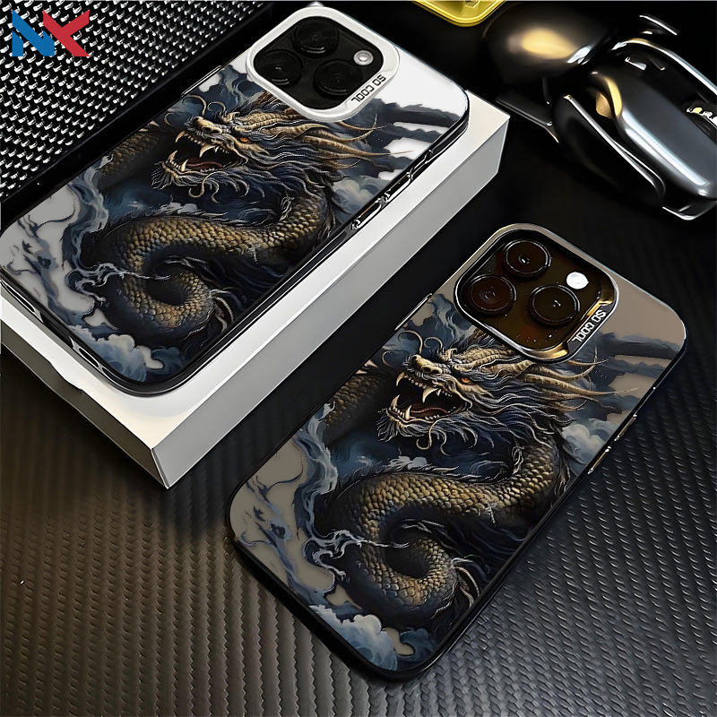 Capa Para Redmi Note 14 Pro 13 12 11 10 12S 14C 13C 12C 10C POCO X7 X6 C75 C65 IMD De Telefone Dragão Preto NKCase