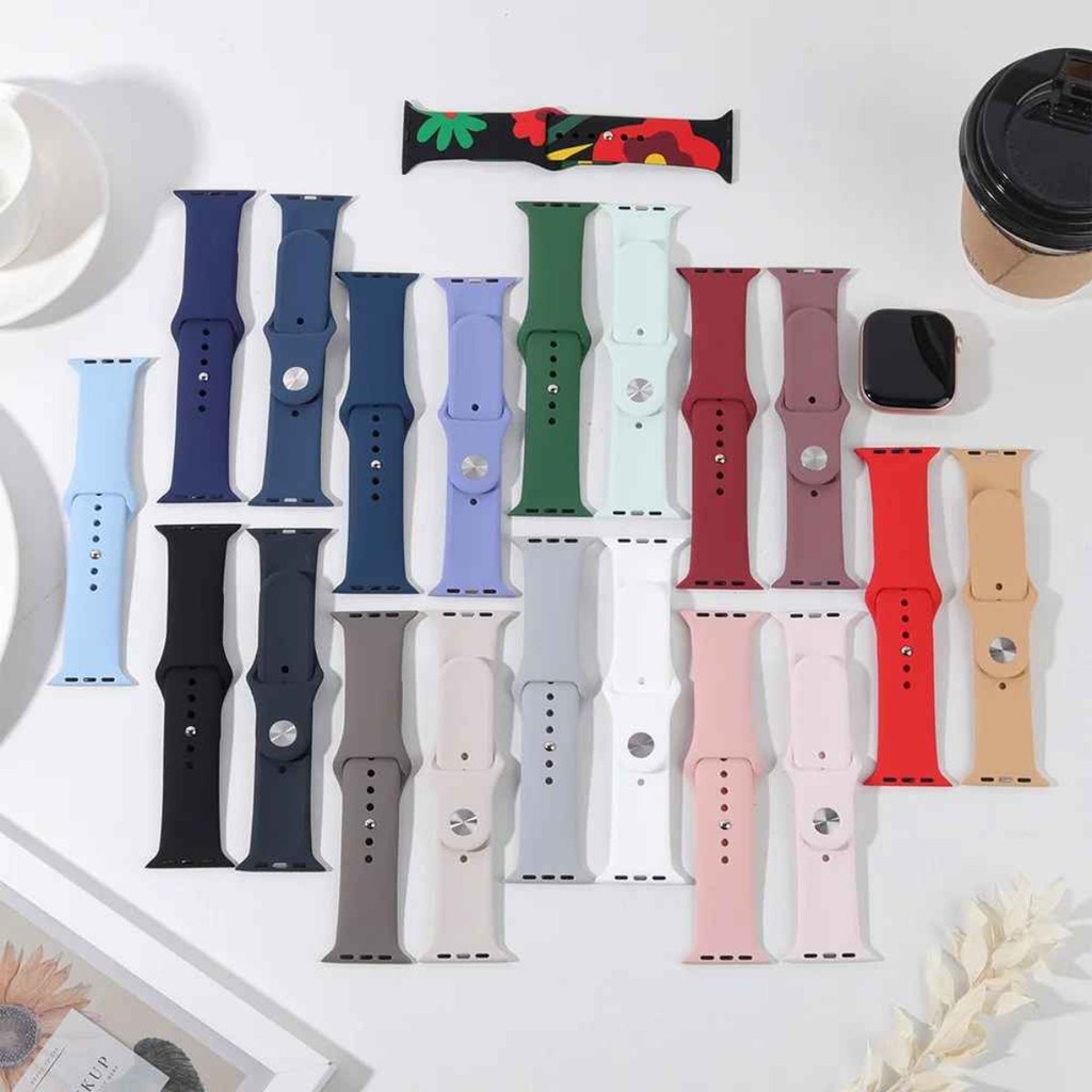 pulseira feminina silicone lisas para smartwatch Compativel Apple Watch 38 40 42 44 41 45 mm Estiloso – Top de Linha