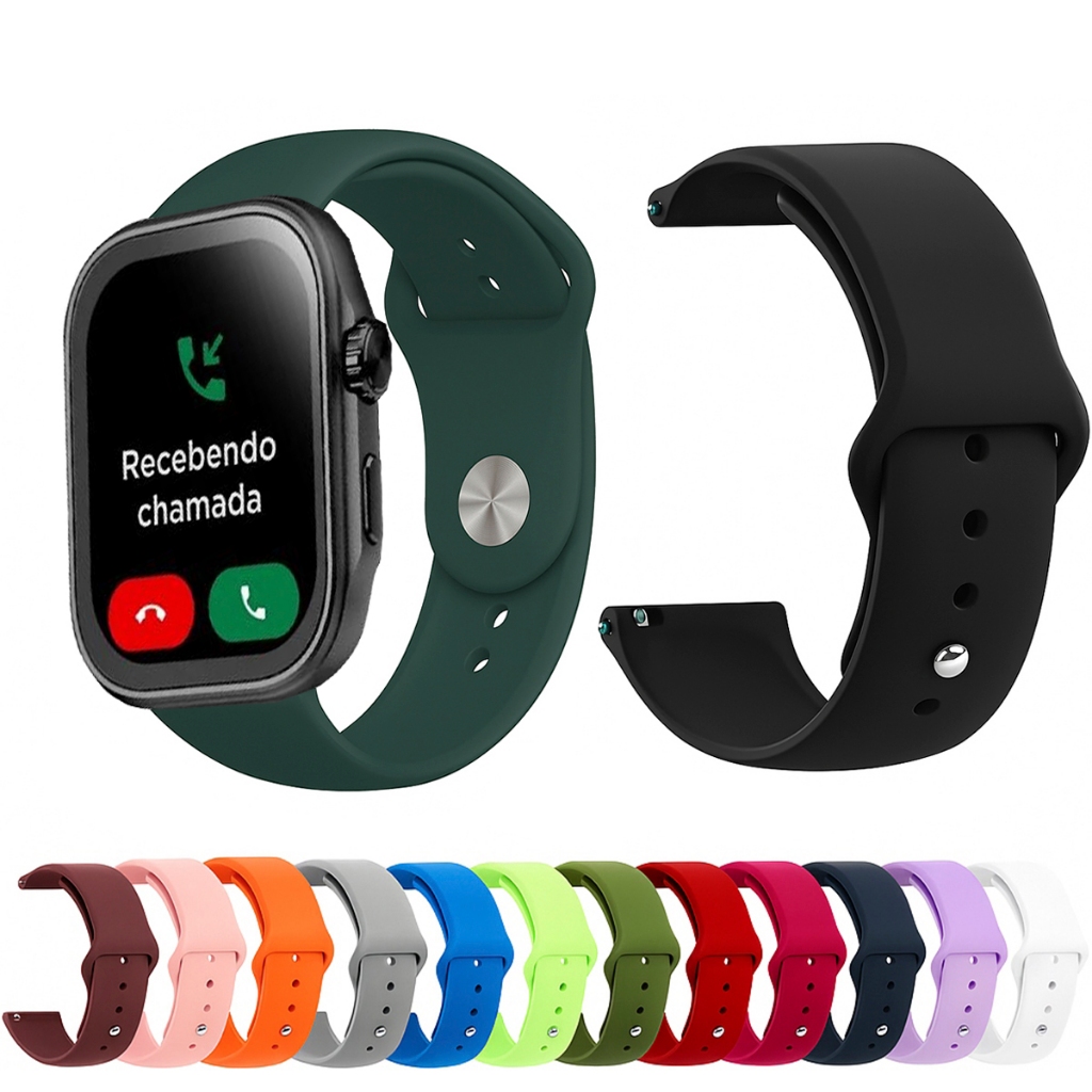 Pulseira 22mm de silicone LISA para Smartwatch Technos Connect Max Call