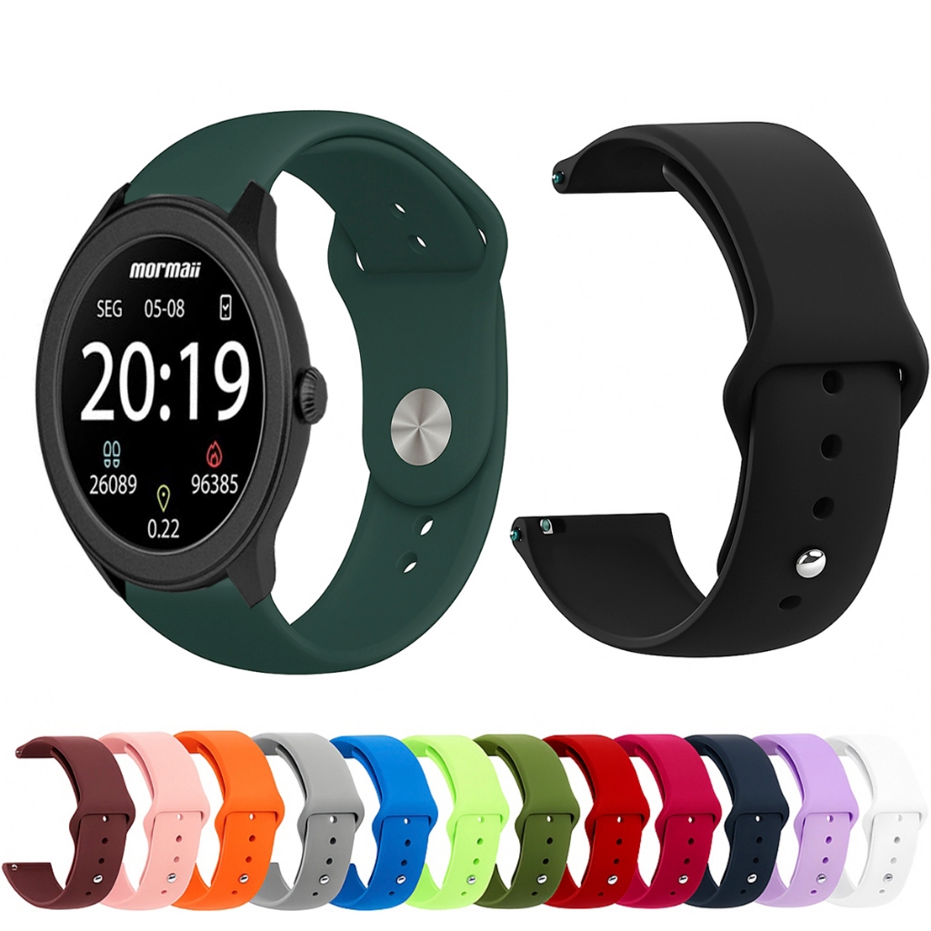 Pulseira 22mm de silicone LISA para Smartwatch Mormaii Life Ultra Redondo