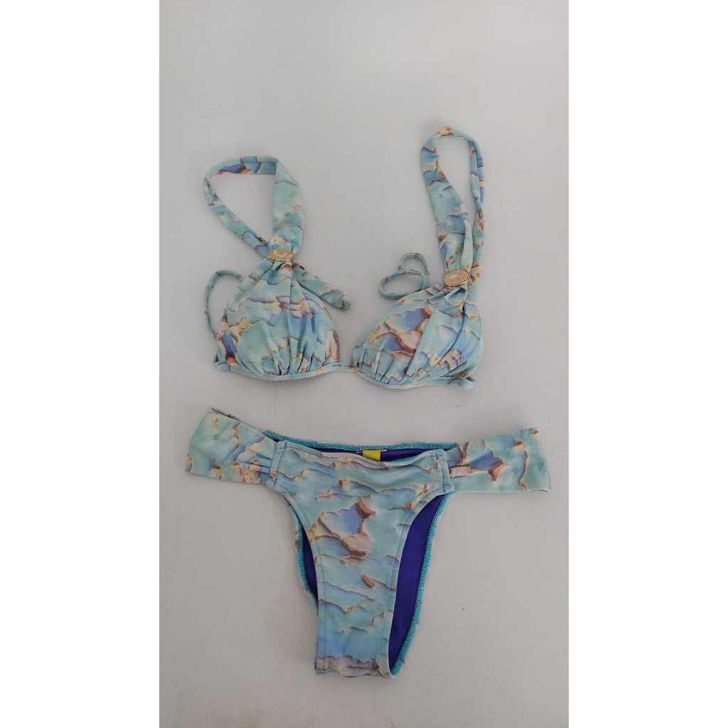 biquíni azul estampa diamond