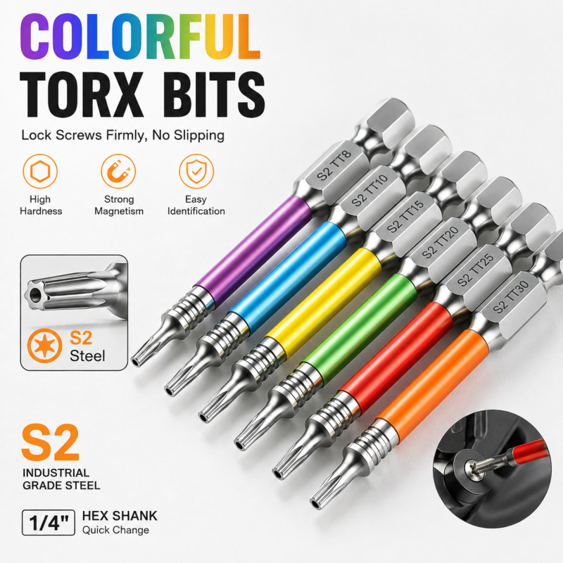 Rainbow Hex Bit Set Strong Magnetic Screwdriver Bits for Power Drill High Hardness Non-Slip Tips