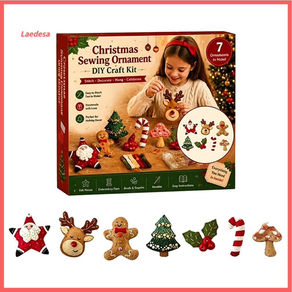 Non Woven Fabric Craft Felt Embroidery Kit Christmas Brooch for Beginners – Diy Festive Pins Set with Tools Handmade f