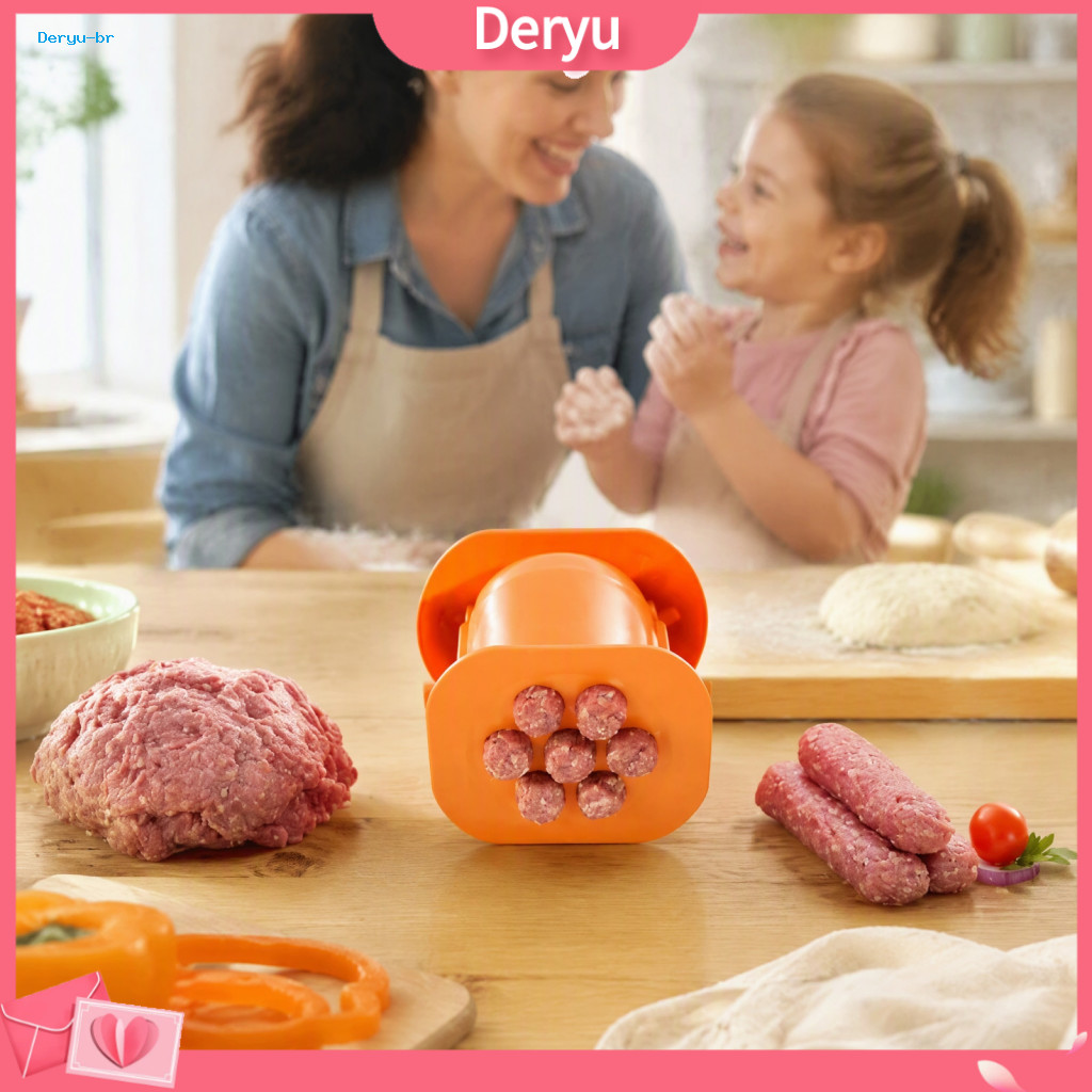 Sausage Maker Tool Kitchen Pasta Extruder Hot Dog Press – Make 7 Sausages at Once Non-stick Meat Squeezer for Bbq Gril