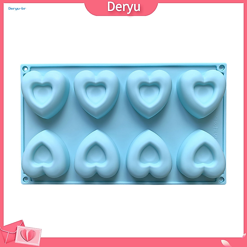 Silicone Chocolate Mold Heart Shape 8-cavity Flexible Cake Soap Candle Baking Easy Release Non-stick Kitchen Tool for Ho