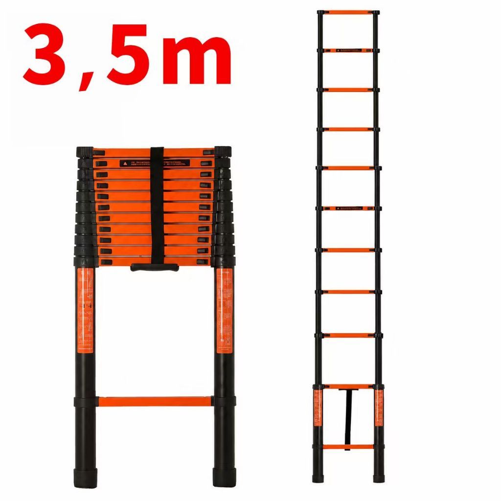 3.5m Telescopic Carbon Steel Ladder with Non-Slip Steps