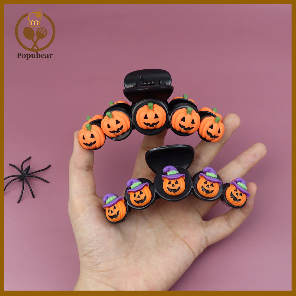 Spooky Holiday Hair Styling Tools Halloween Claw Clips for Women Girls – Cute Witch Hat Pumpkin Ghost Designs Non-slip