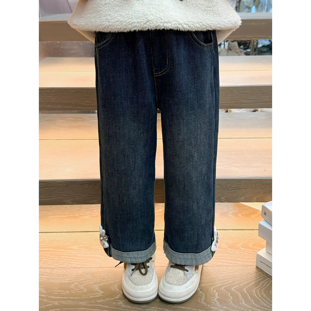 Versão coreana meninas estilo ocidental Jeans casuais versão coreana 2025 novo estilo bebê menina primavera outono crian