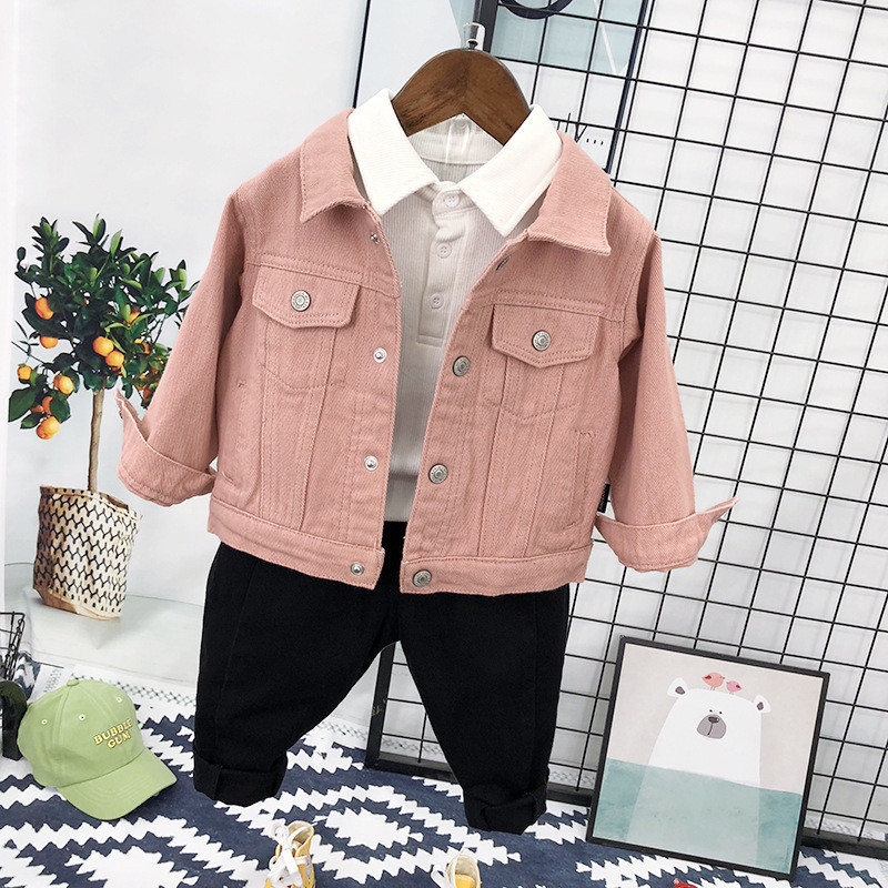 Jaqueta jeans crianças 2026 primavera outono novo estilo meninos bonito manga comprida topo versão coreana na moda crian