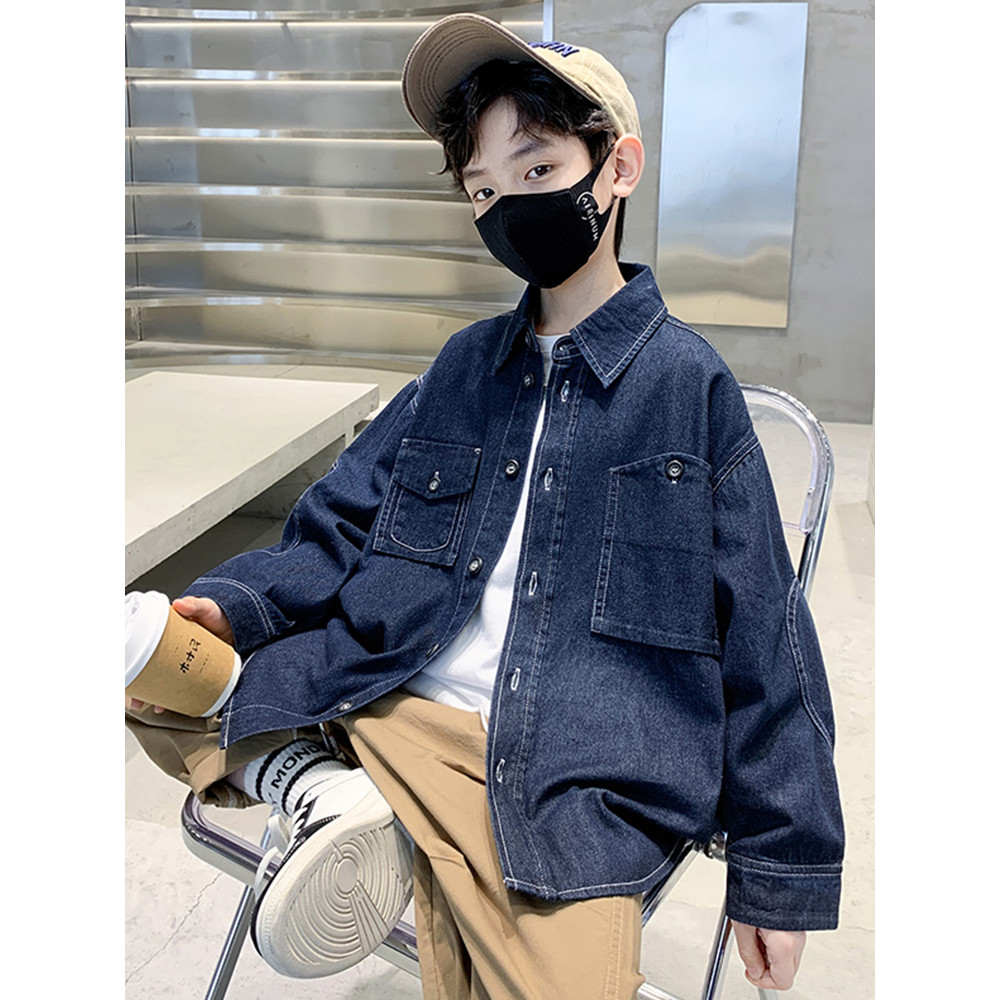 Meninos camisa jeans jaqueta primavera outono estilo 2026 novo estilo crianças rufião bonito estilo camisa grandes crian
