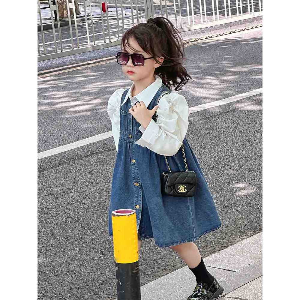 Meninas vestidos meninas vestidos 2026 primavera novo estilo moda crianças primavera roupas meninas vestidos jeans crian