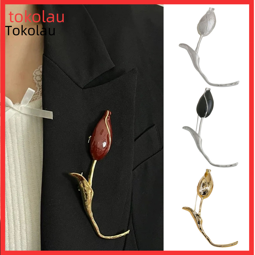 Floral Lapel Pin Lightweight Brooch for Jacket Elegant Tulip Flower Metal Alloy – Versatile Accessory for Jackets Dres