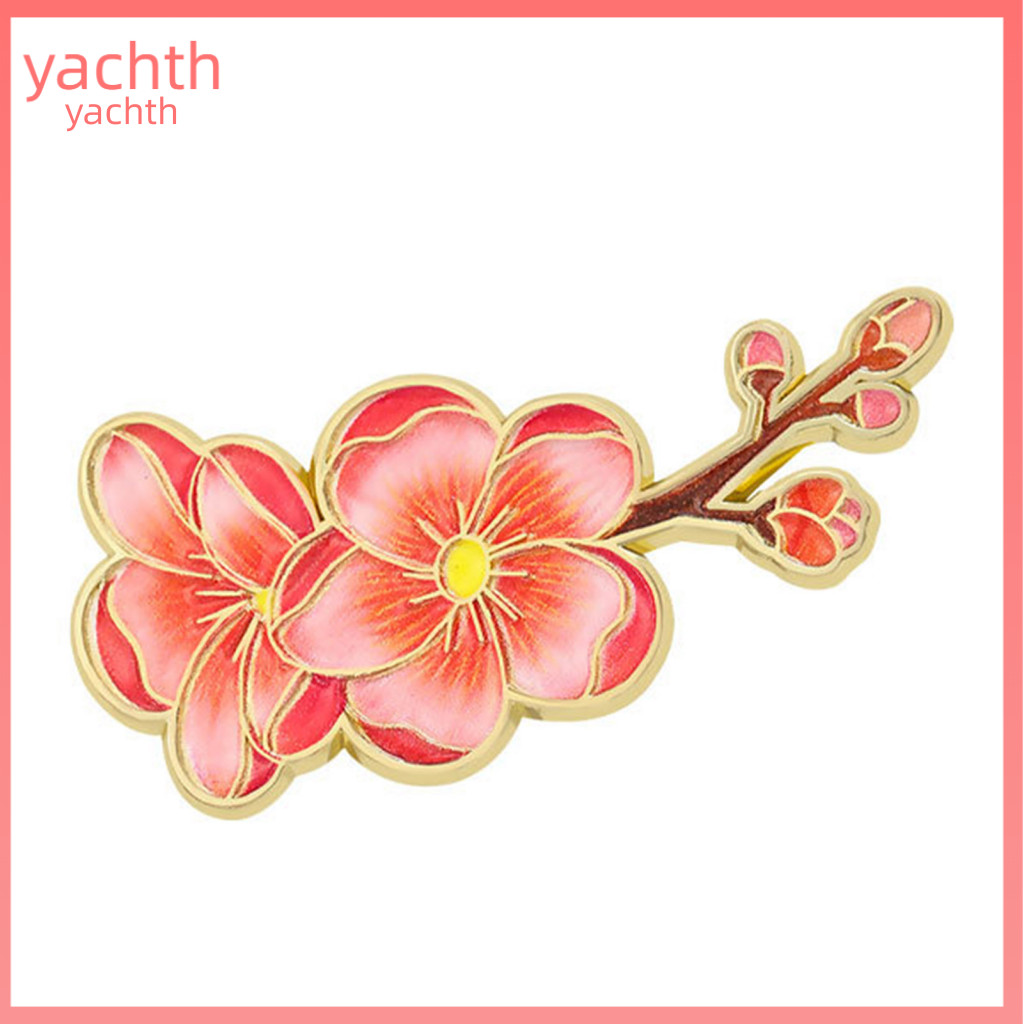 Flower Brooch Metal Pin Gods Badge Uv Printed Peony Plum Blossom Lapel Elegant Accessory for Hanfu and Traditional for S