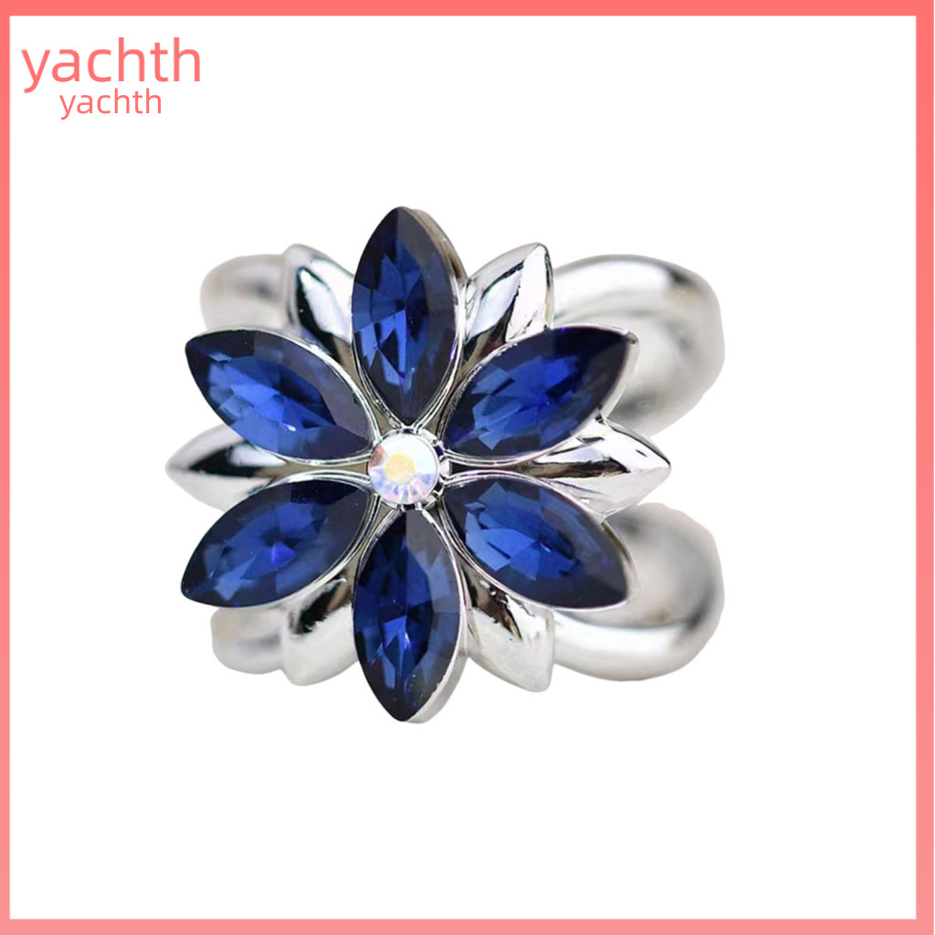Scarf Accessory Flower Ring Rhinestone Silk Clip – Elegant T-shirt Tie Shawl Buckle Knotted Button Holder for Women’