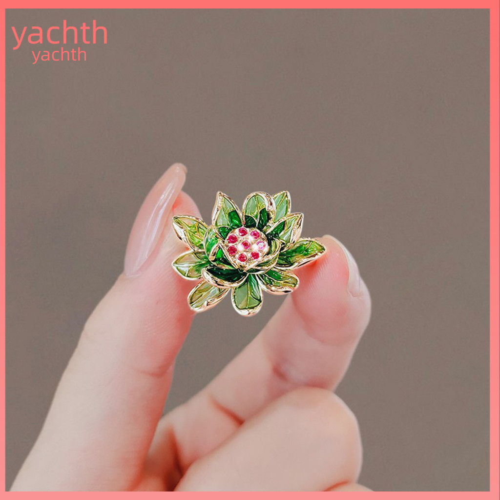 National Style Brooch Versatile Chinese Enamel Flower with Sparkling Rhinestones Lapel Pin for Suits Coats Bags Scarves