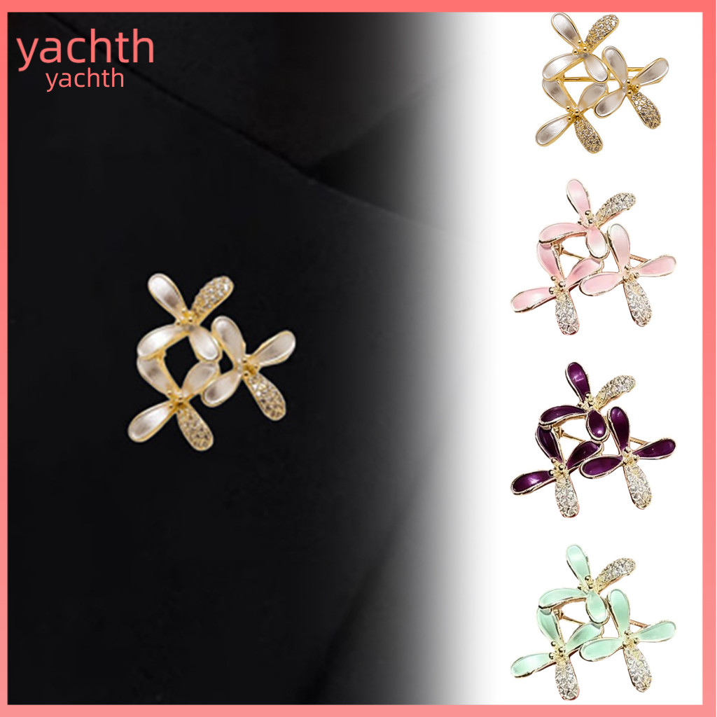 Gentle Atmosphere Accessory Flower Brooch Elegant Women’s Pin – Shell Petal Design with Rhinestones Secure Lapel for