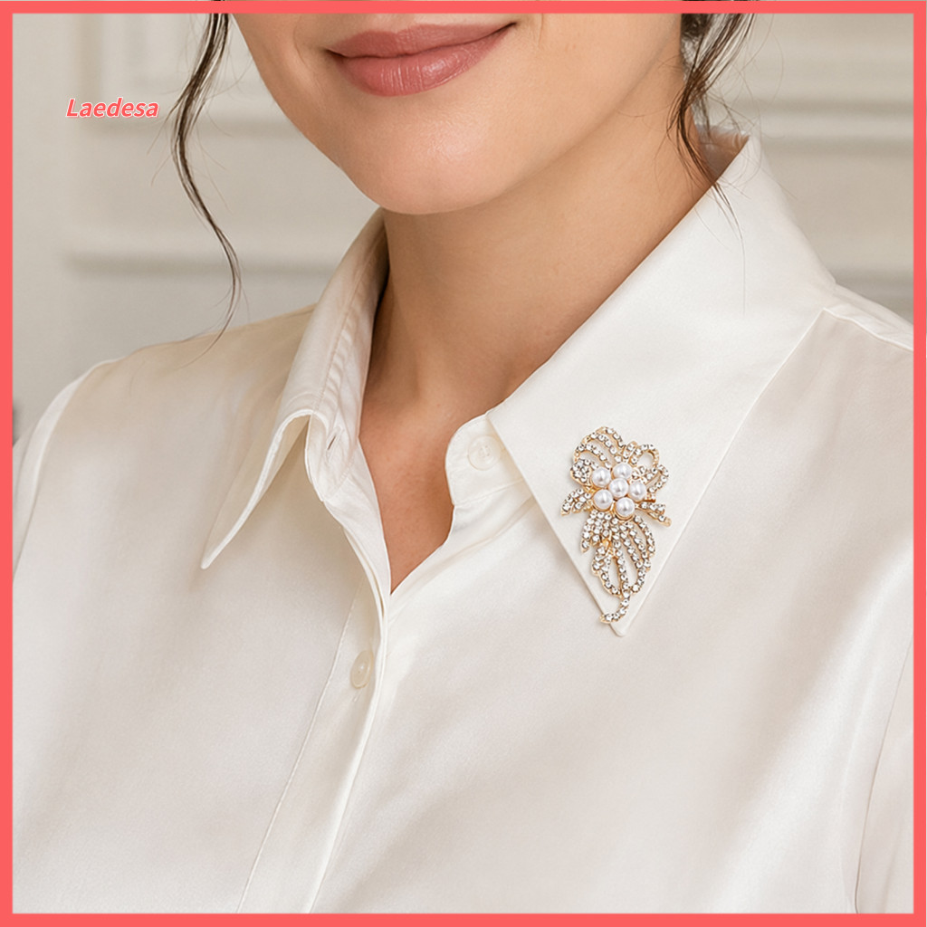 Durable Brooch Pin Anti-tarnish Elegant Faux Pearl Rhinestone Flower for Women – Electroplated Alloy Lapel Perfect Acc