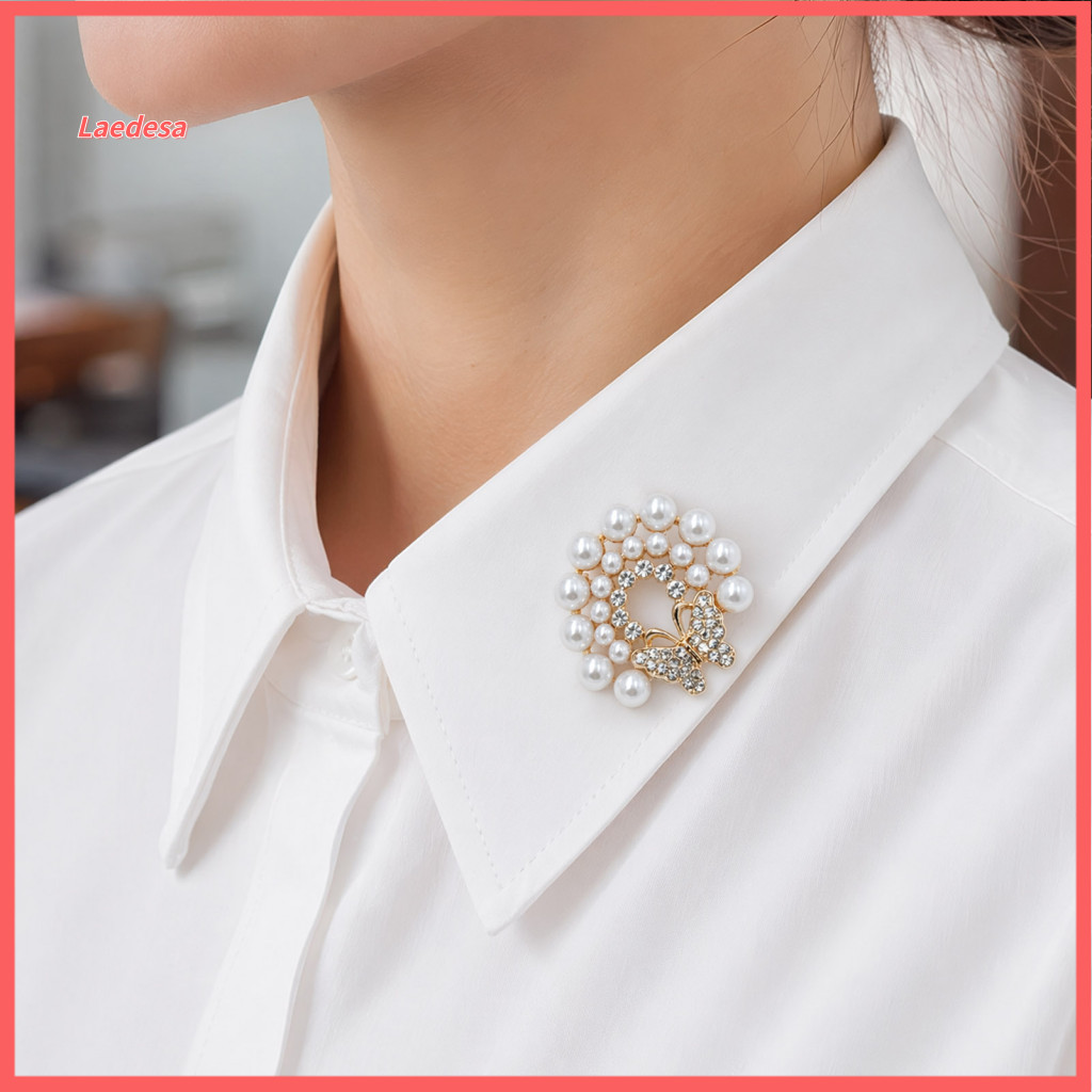 Alloy Jewelry Pin Women Faux Pearl Elegant Rhinestone Flower Brooch Vintage Lapel for Wedding Bridal Shower Girls Access