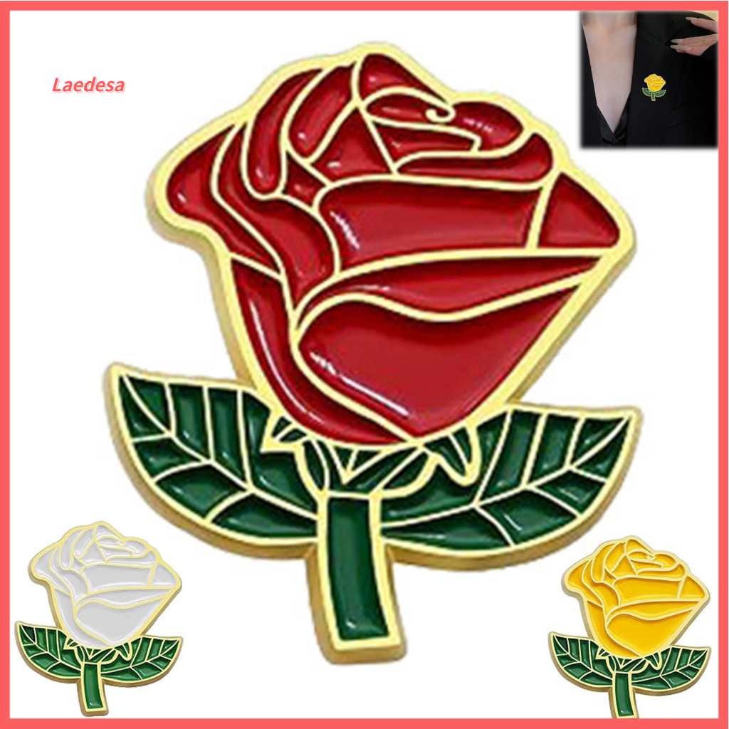 Rose Brooch Pin Enamel Flower – Elegant Metal Floral Lapel for Men Women Perfect Decorative Accessory for Hats Bags Sc