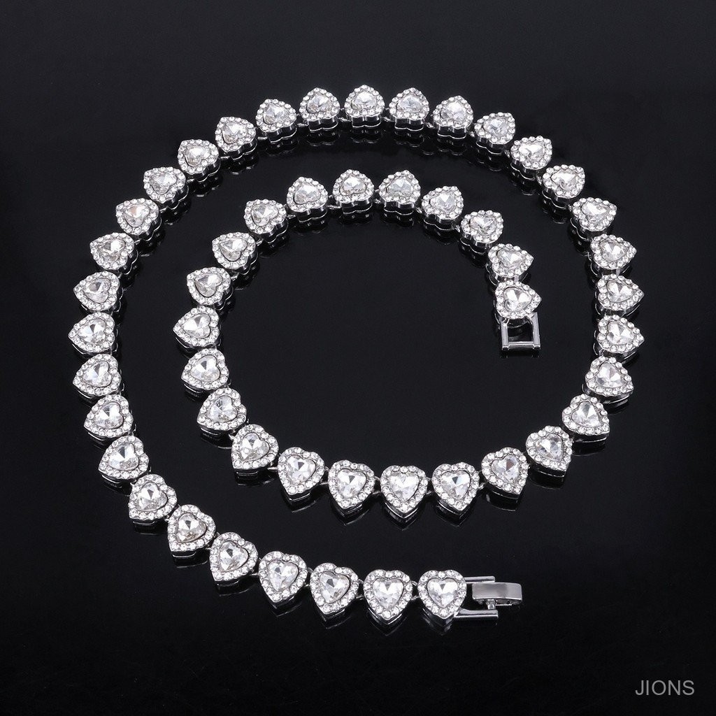 【JIONS】Colar E Pulseira De Cristal De Gelo De 11Mm Estilo Hip-Hop Cheio De Diamantes AcessóRios De Moda Unissex Corrente