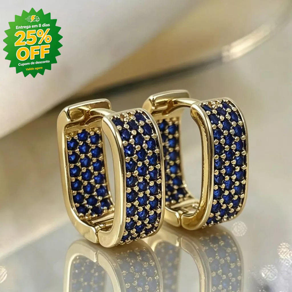 Fedsolife Brincos Banhados a Ouro Diamantes Coloridos Brincos em Forma de U Cobre Zircão Diamantes Cheios Moda All-Match