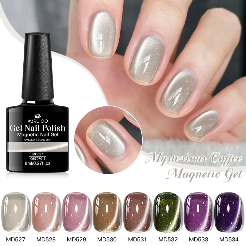 MSRUIOO 8ml Jelly Magnetic Cat Eye Gel Polonês Soak Off UV/LED Nail Art Verniz , Brilho Brilhante Para Salão De Beleza E