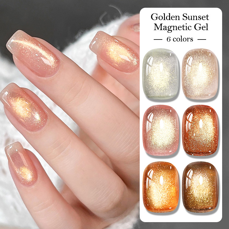 Conheça Através 7ml Golden Autumn Cat Eye Gel Brilhante Série Dourada Magnético Para Unhas UV/LED Soak Off Nail Art Vern