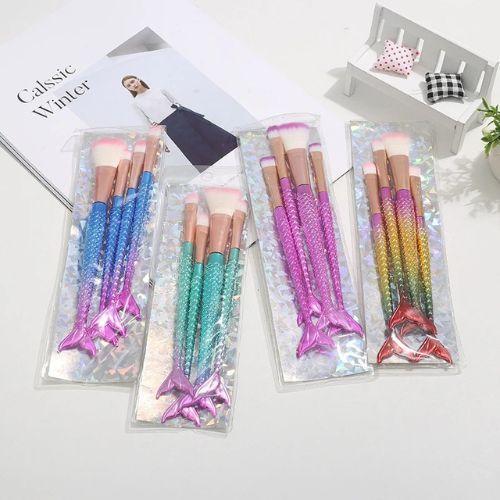 Kit com 16 Pincel Sereia Para Maquiagem Blush Contorno Pó Sombra