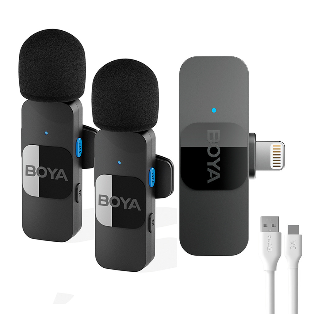 Microfone de Lapela Boya By-v2 p/Ios + Cabo Usb A/C Branco (K-4914-5861)
