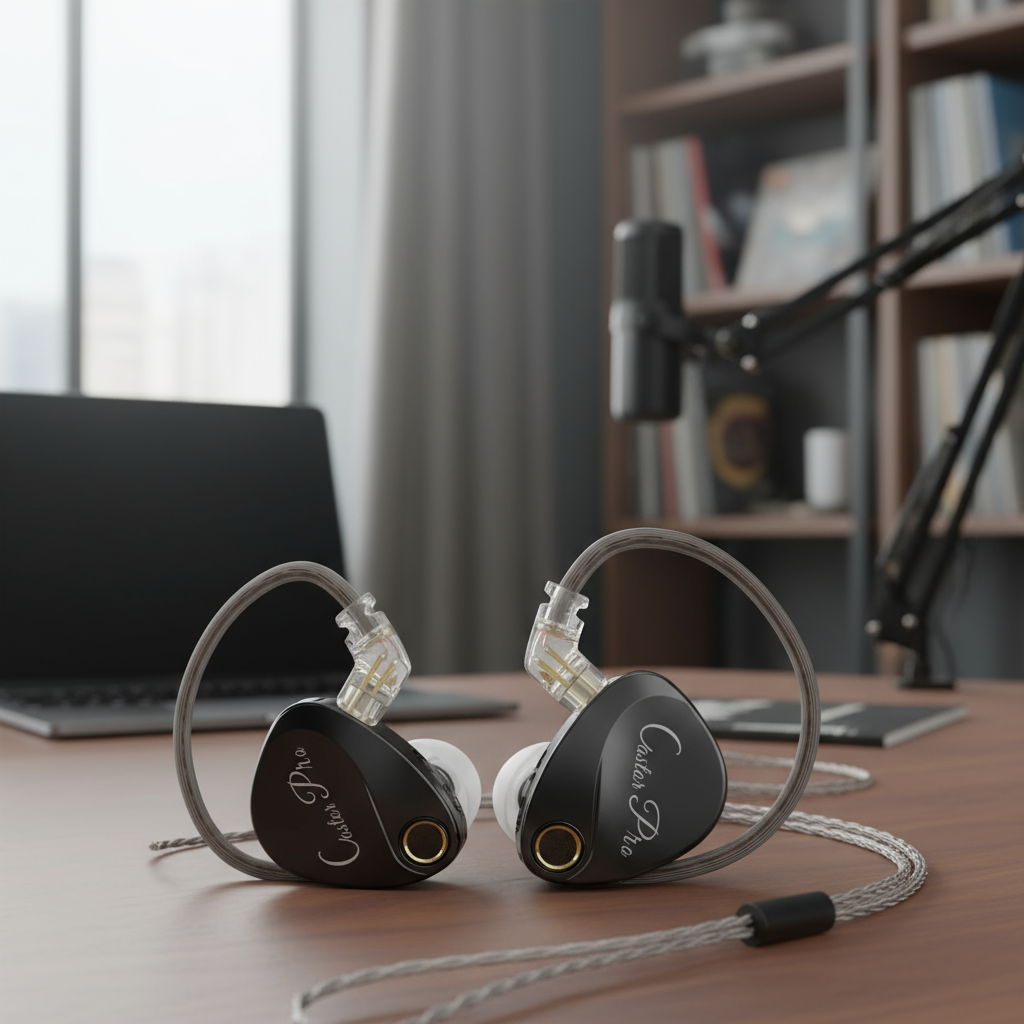 KZ Castor Pro Fones de Ouvido com Fio para Jogos, Intra-Auricular, com Duplo Driver Dinâmico Ajustável de 10mm,